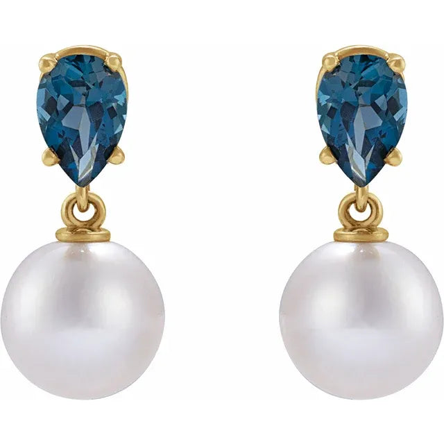 14k Gold Akoya Cultured Pearl Earrings
