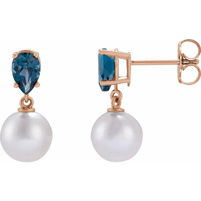 14k Gold Akoya Cultured Pearl Earrings