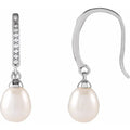 Pearl and Cz Dangle Earrings