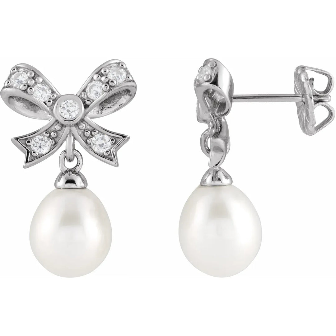 Sterling Silver Freshwater Pearl Drop Earrings