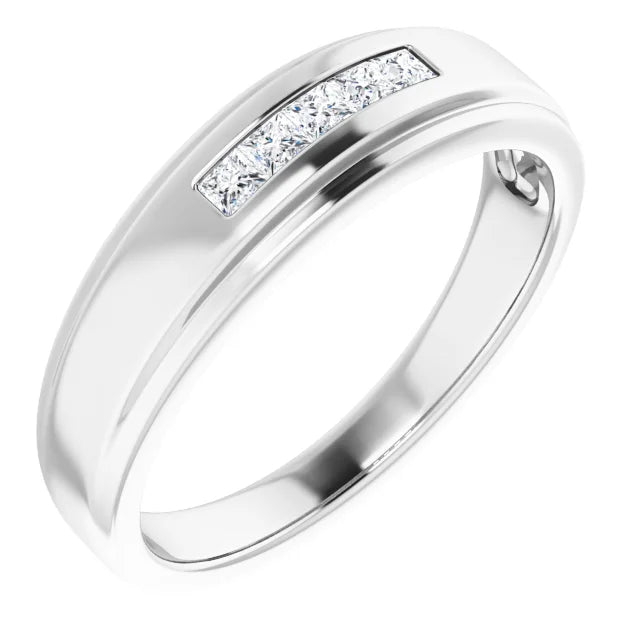 5 Stone Square Diamond Band For Men