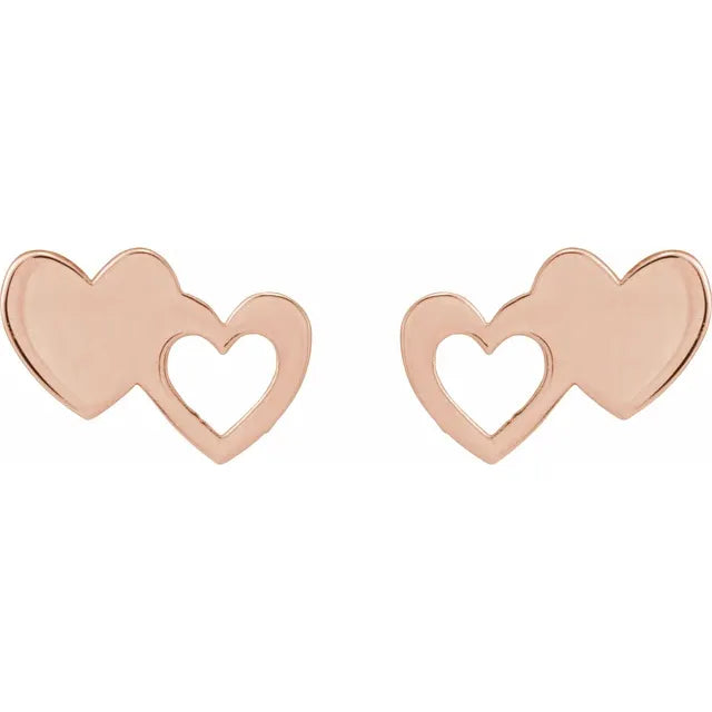 Silver Double Heart Earrings for Anniversary Gifting