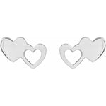 Load image into Gallery viewer, Silver Double Heart Earrings for Anniversary Gifting
