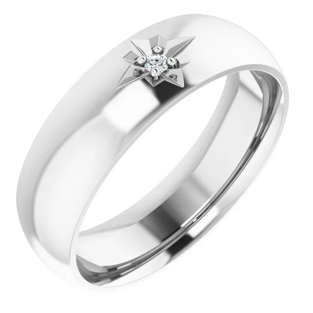Stately Diamond Accent Wedding Band For Men