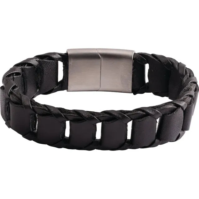 Men’s Black Leather Cord Bracelet