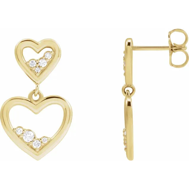 Anniversary and Birthday Gifting: Diamond Heart Dangle Earrings