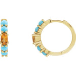 Load image into Gallery viewer, Turquoise Huggie Hoop Earrings in Sterling Silver
