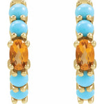 Load image into Gallery viewer, Turquoise Huggie Hoop Earrings in Sterling Silver
