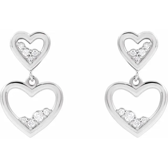 Anniversary and Birthday Gifting: Diamond Heart Dangle Earrings