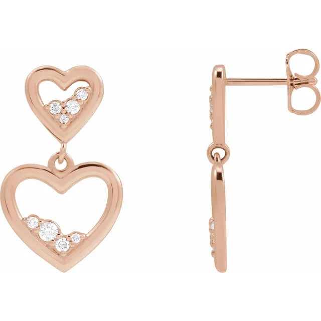 Anniversary and Birthday Gifting: Diamond Heart Dangle Earrings