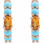 Load image into Gallery viewer, Turquoise Huggie Hoop Earrings in Sterling Silver

