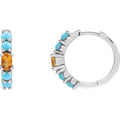 Turquoise Huggie Hoop Earrings in Sterling Silver