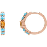 Load image into Gallery viewer, Turquoise Huggie Hoop Earrings in Sterling Silver
