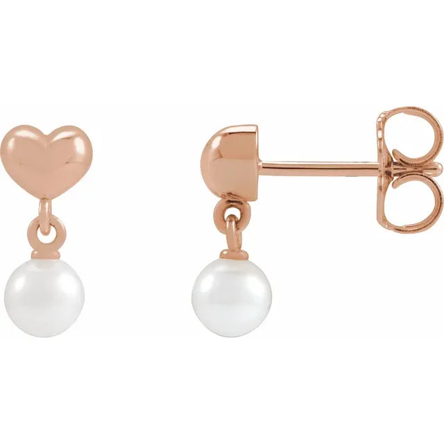 Pearl Heart Dangle Earrings For Women