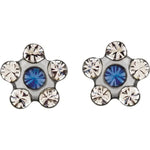 Load image into Gallery viewer, Blue Crystal Flower Earrings
