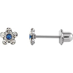 Load image into Gallery viewer, Blue Crystal Flower Earrings
