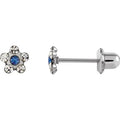 Blue Crystal Flower Earrings