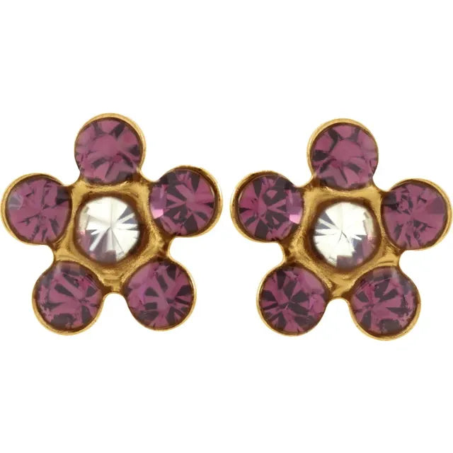 14k Yellow Gold Amethyst Earrings