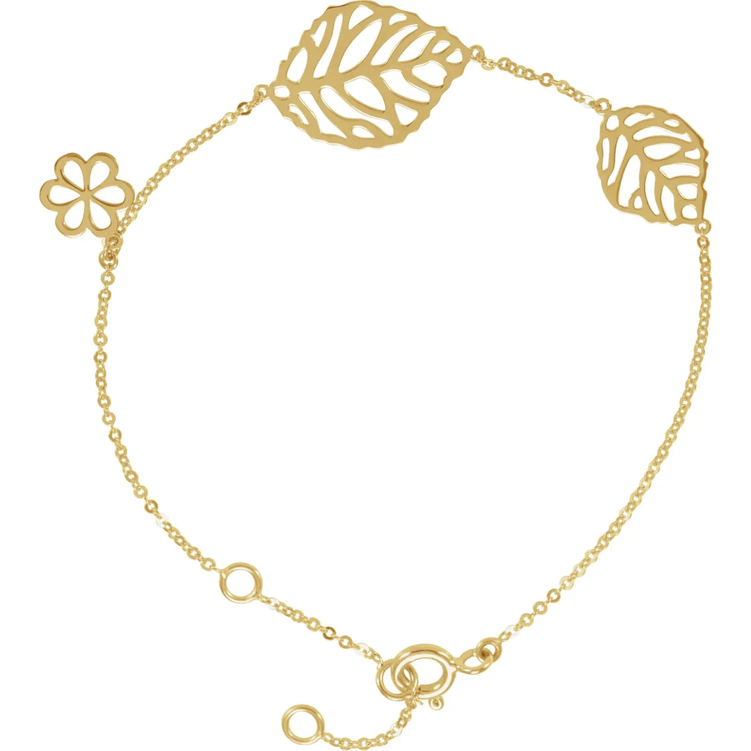 Delicate Leaf Design Adjustable Bracelet