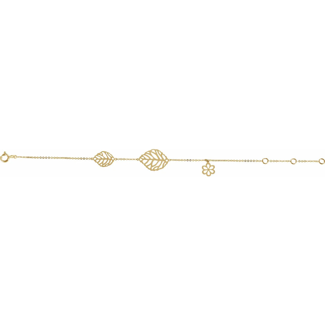 Delicate Leaf Design Adjustable Bracelet