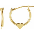 14k Yellow Gold Hoop Heart Earrings