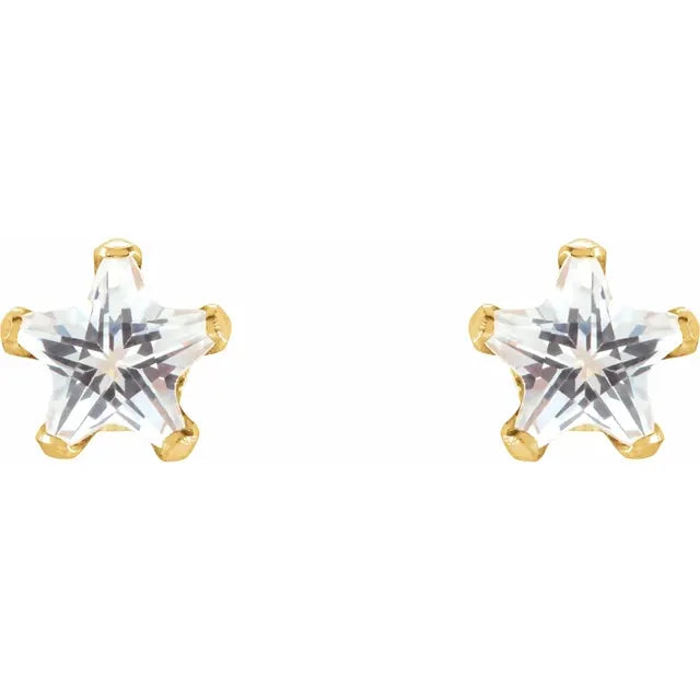 14k Yellow Gold Cubic Zirconia Stud Earrings