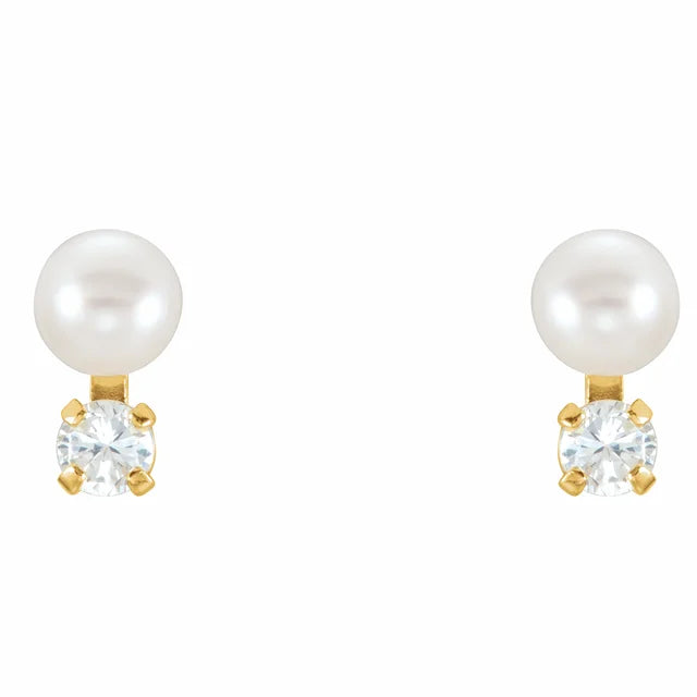 Accented Pearl Imitation Stud Earrings