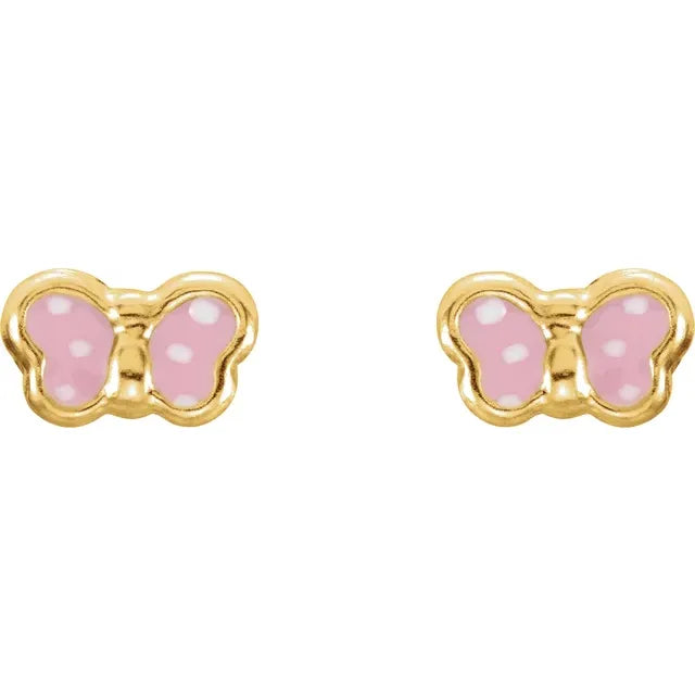 14k Yellow Gold Butterfly Earrings