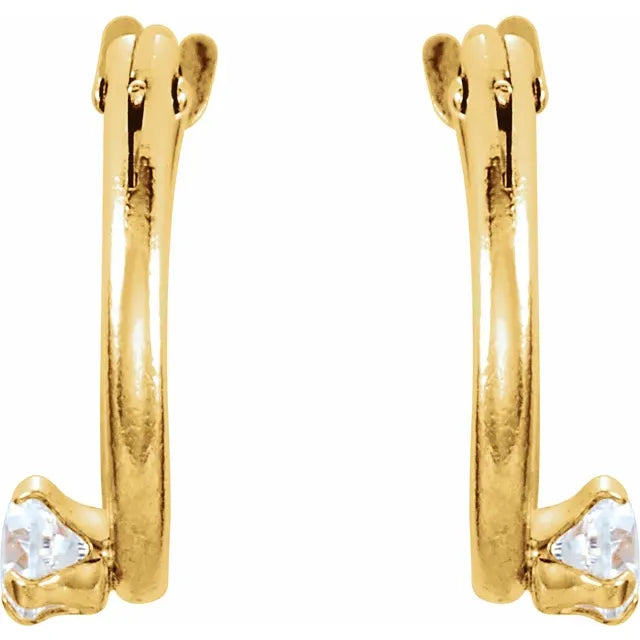Cubic Zirconia Youth Hoop Earrings