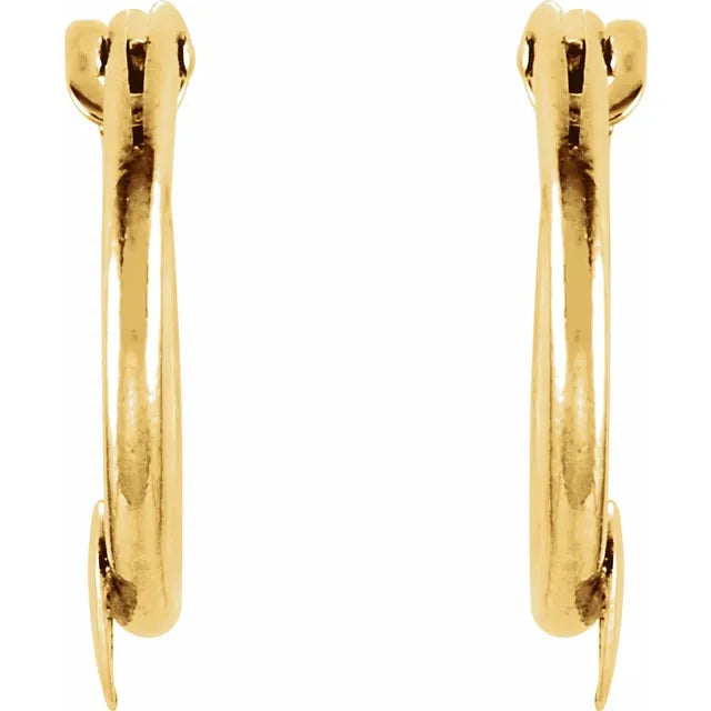14k Yellow Gold Hoop Heart Earrings