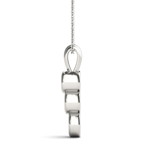 Three Stone Round Diamond Pendant For Women