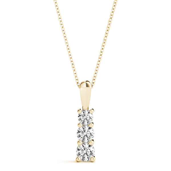 3 Stone Round Diamond Pendant For Women