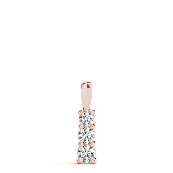3 Stone Round Diamond Pendant For Women