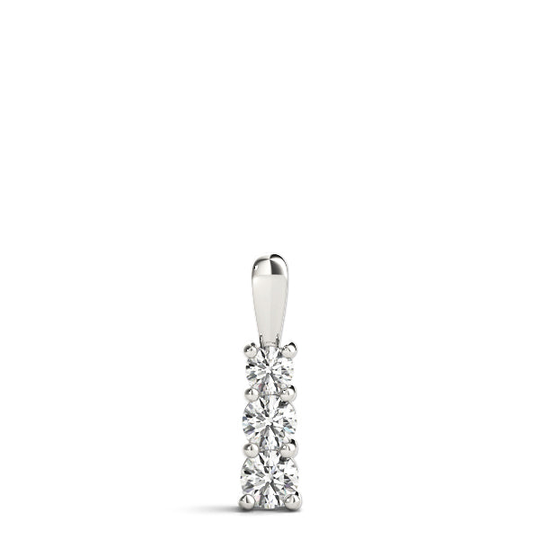 3 Stone Round Diamond Pendant For Women