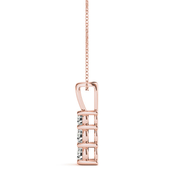 3 Stone Round Diamond Pendant For Women