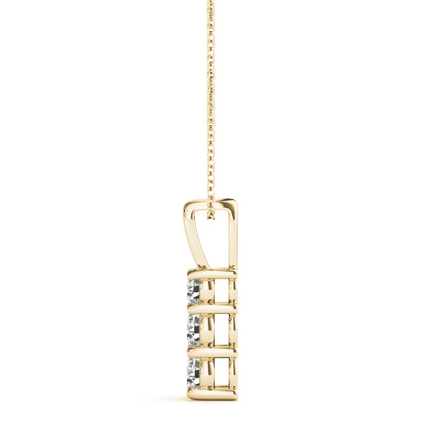 3 Stone Round Diamond Pendant For Women