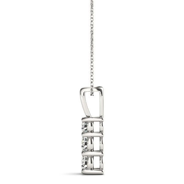 3 Stone Round Diamond Pendant For Women