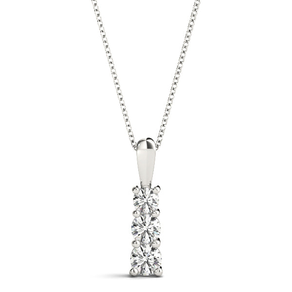 3 Stone Round Diamond Pendant For Women