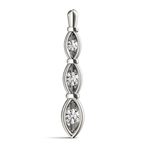 Three Stone Round Diamond Gold Pendant For Women