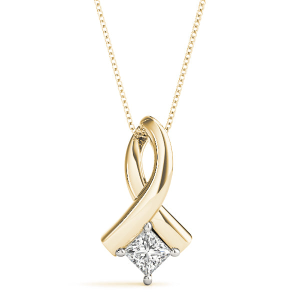 Modern Design Princess Cut Diamond Solitaire Pendant for Her