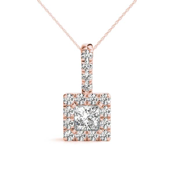 Square Halo Diamond Pendant For Women