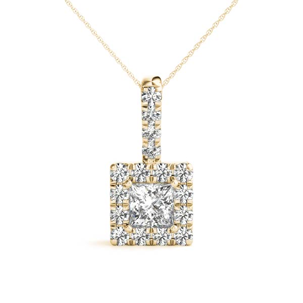 Square Halo Diamond Pendant For Women