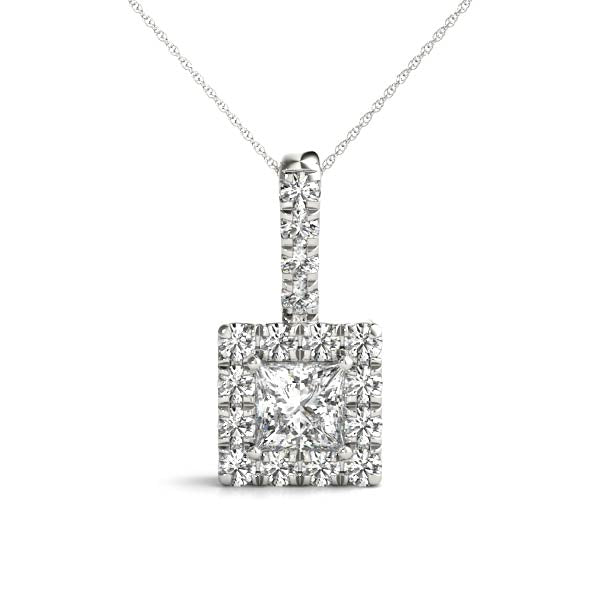 Square Halo Diamond Pendant For Women