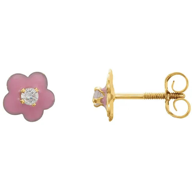 Blooming Enamel Flower Earrings