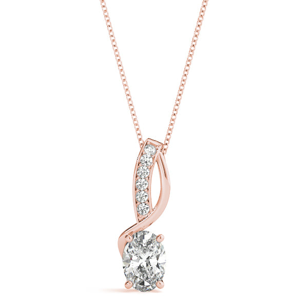 Oval Halo Diamond Pendant