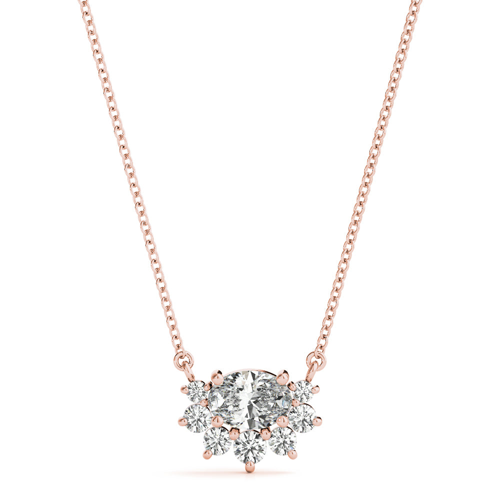 Oval Halo Diamond Pendant for Women