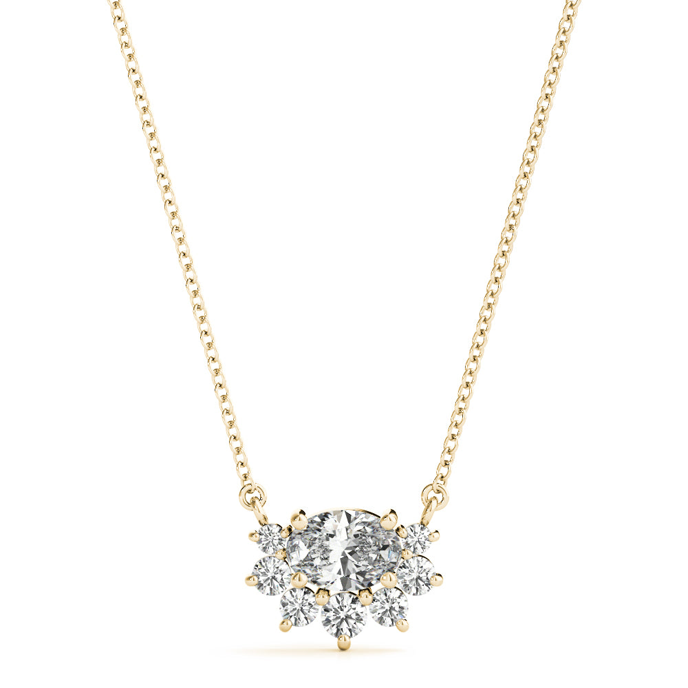 Oval Halo Diamond Pendant for Women