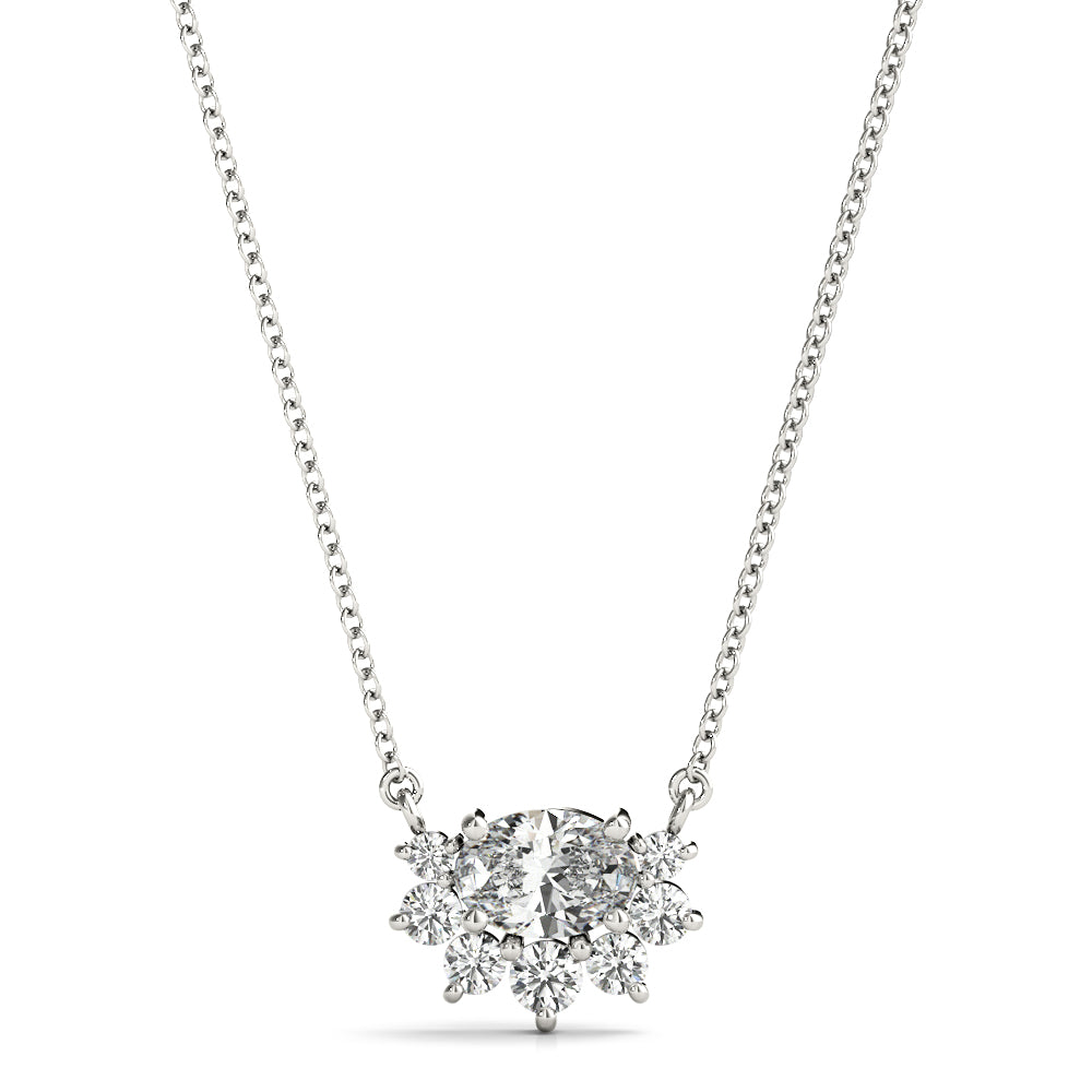 Oval Halo Diamond Pendant for Women