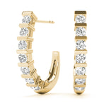 Load image into Gallery viewer, Round Diamond J Hoop Earrings
