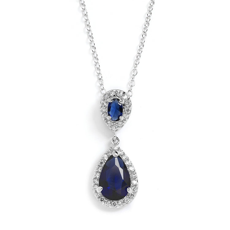 Cubic Zirconia & Blue Sapphire Pendant Necklace – My Bridal Ring